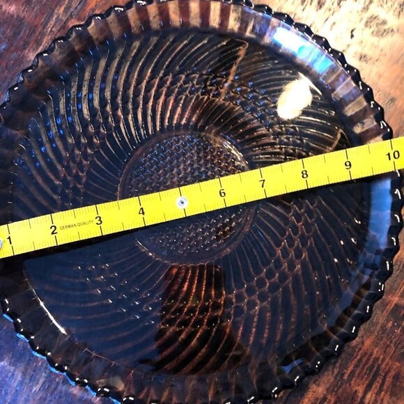 Vintage Libbey Glass Smoke Grey Spiral Plate - Picture 5 of 9